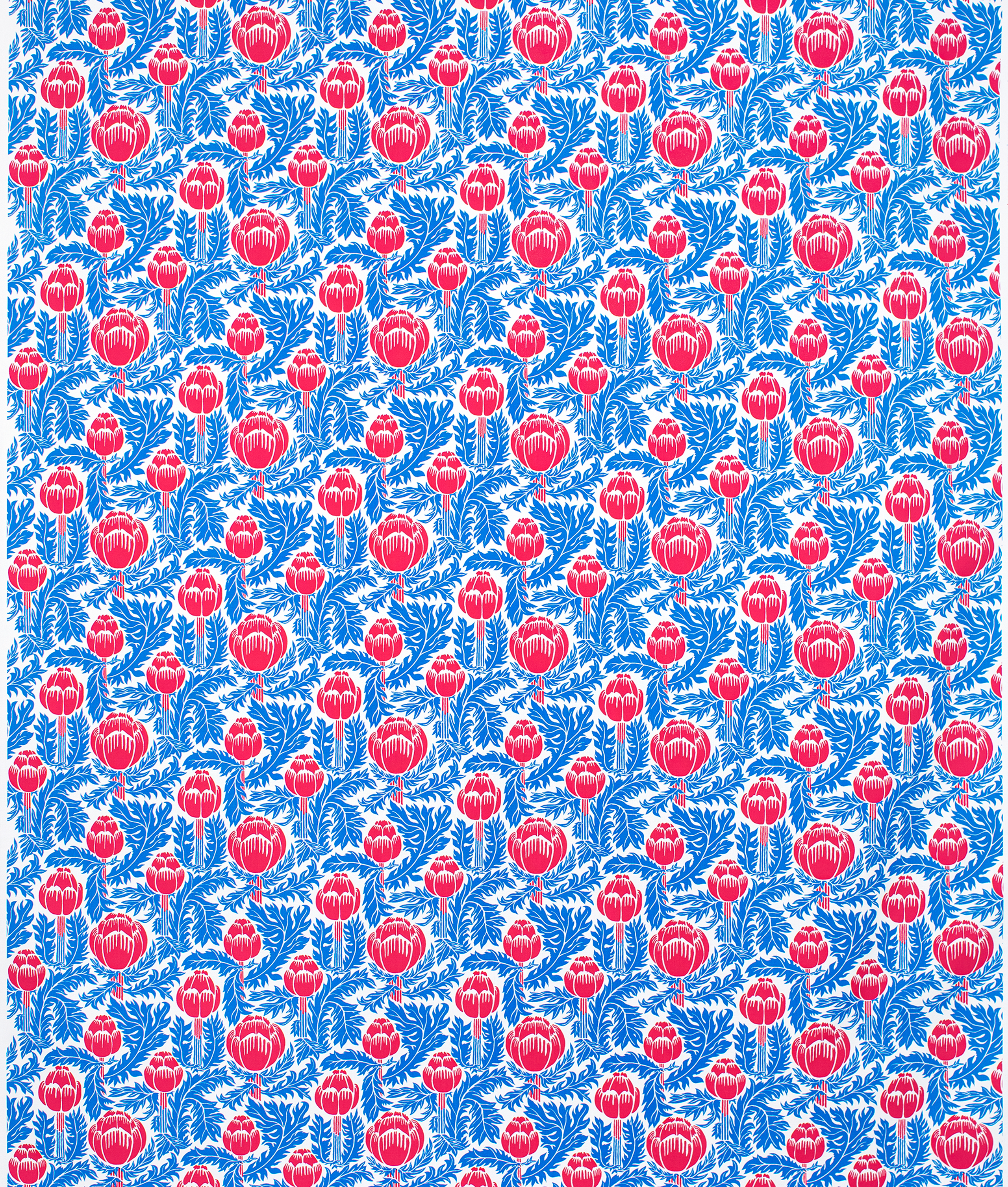 Cotton fabric "SKOCKOR I MÅNSKEN" Blue/Red