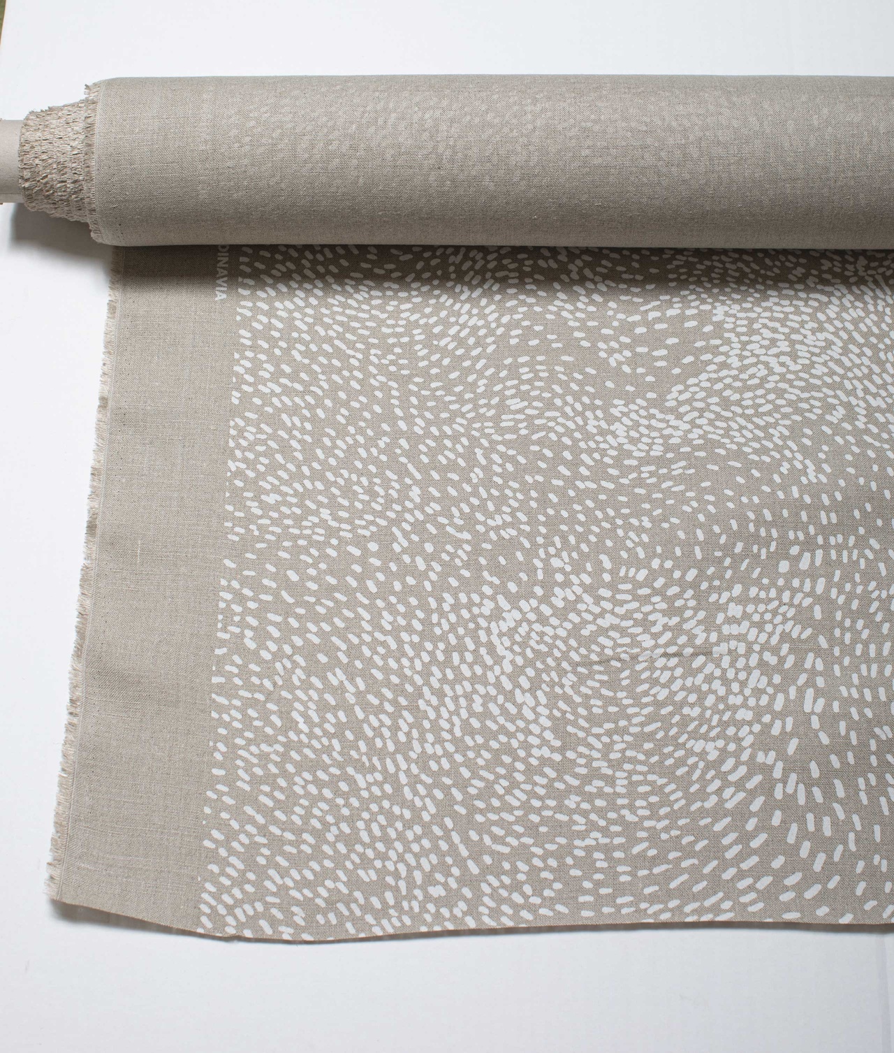 Linen fabric ”POLLEN” White/Natural