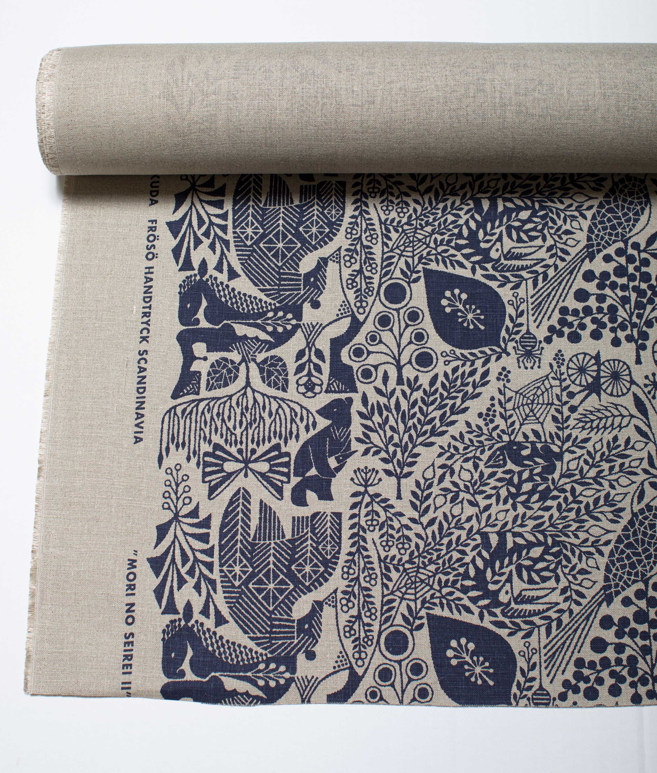 Linen fabric "MORI NO SEIREI” Navy/Natural