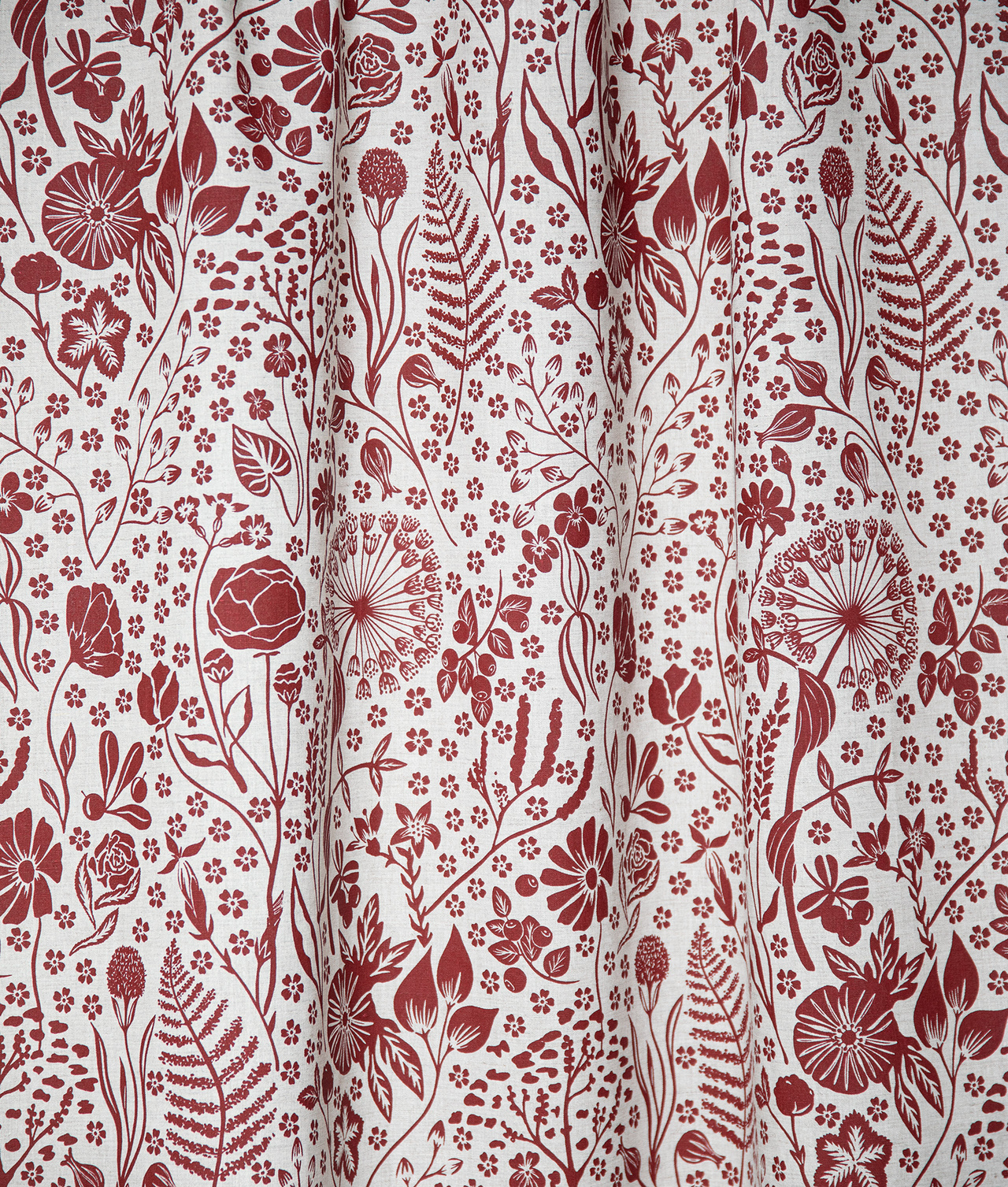 Fabric sample Linen fabric "Fjällflora" Red/natural