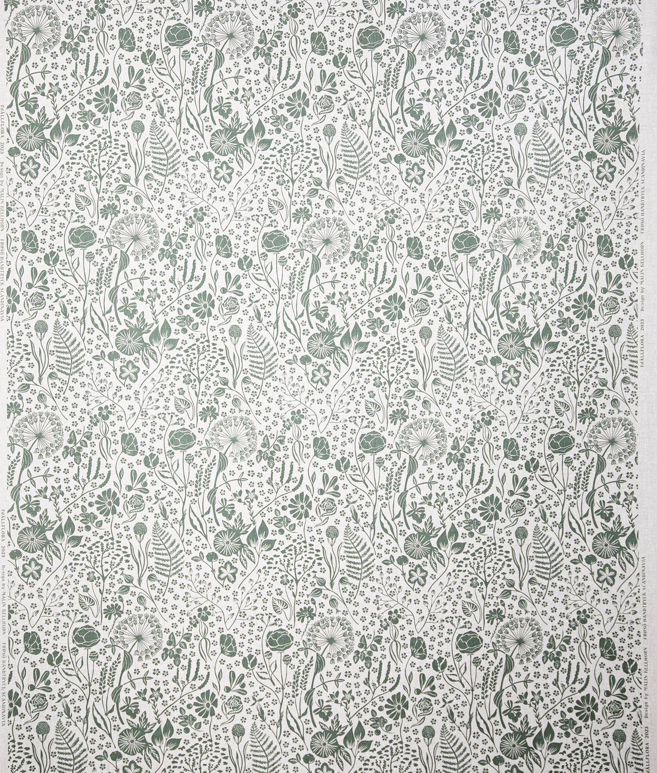 Fabric Sample Linen fabric "Fjällflora"Green/natural