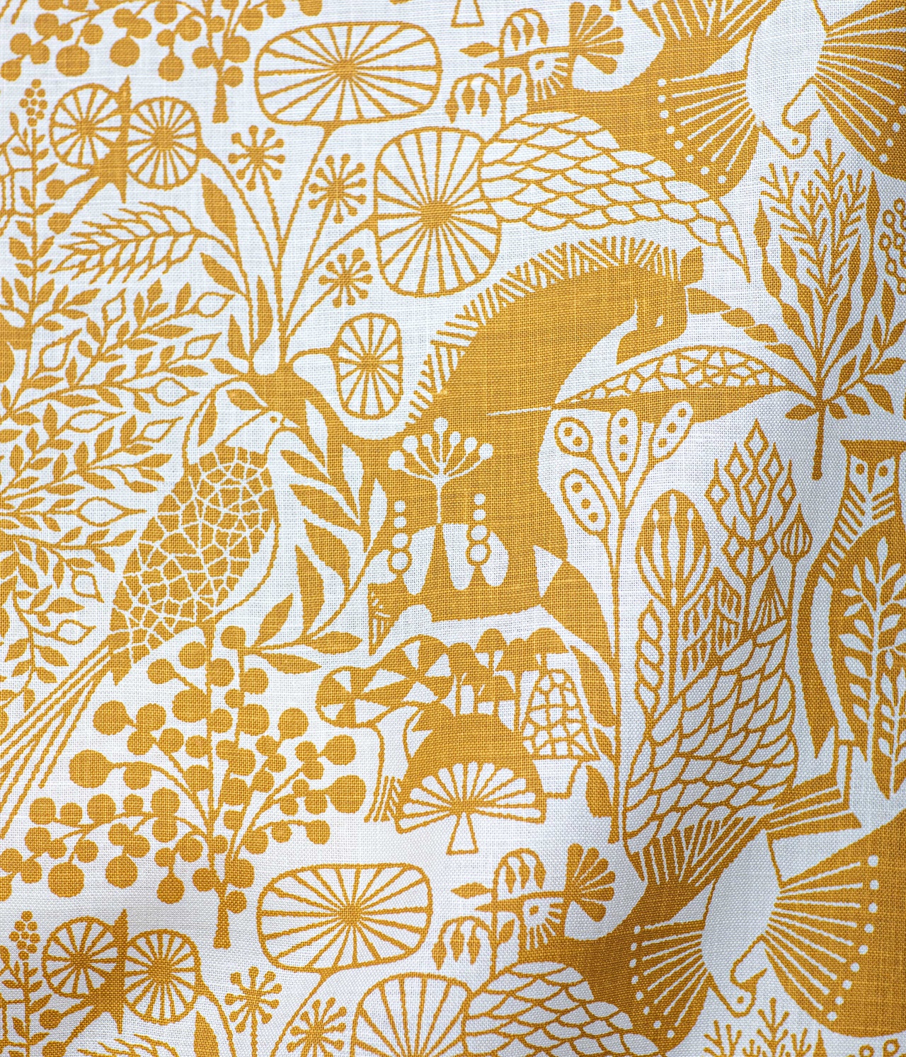 Sample Linen fabric "MORI NO SEIREI" Mustard/White