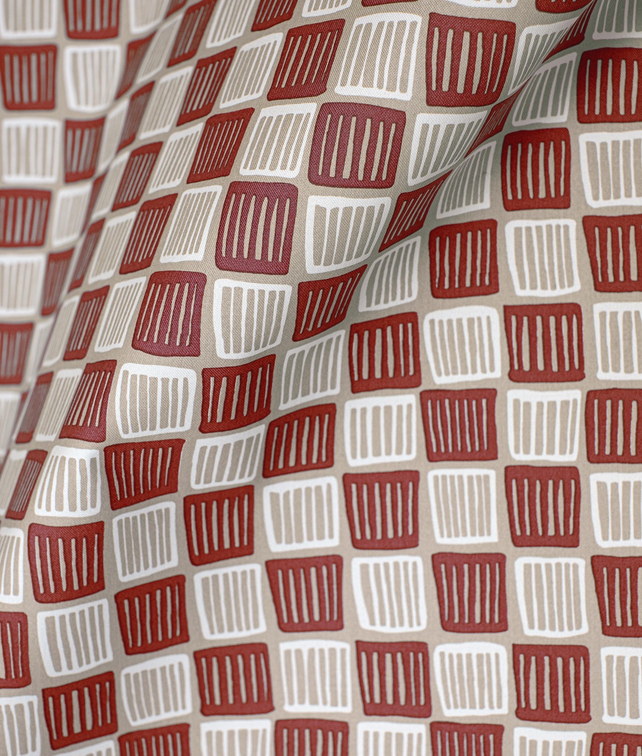 Fabric sample Cotton fabric ”Leksandsstolar” Red