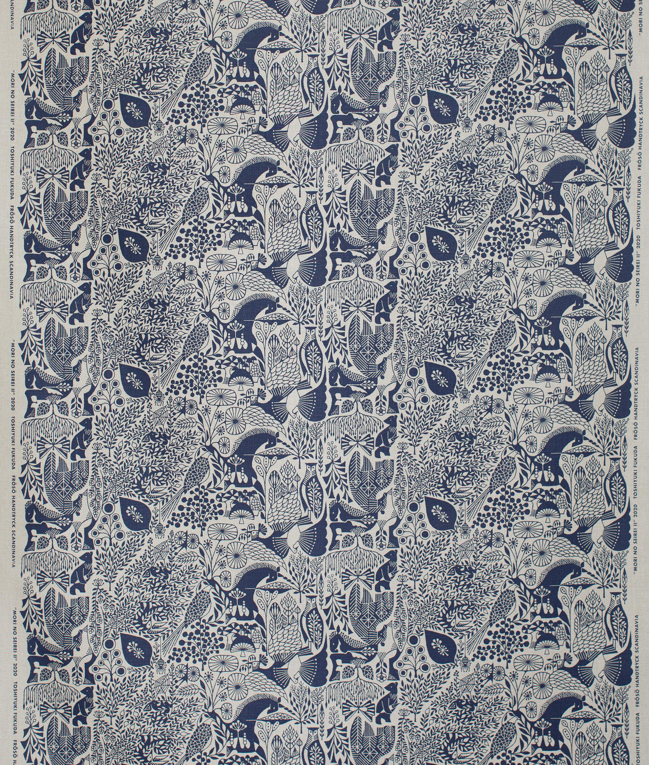 Fabric sample "MORI NO SEIREI” Navy/Natural