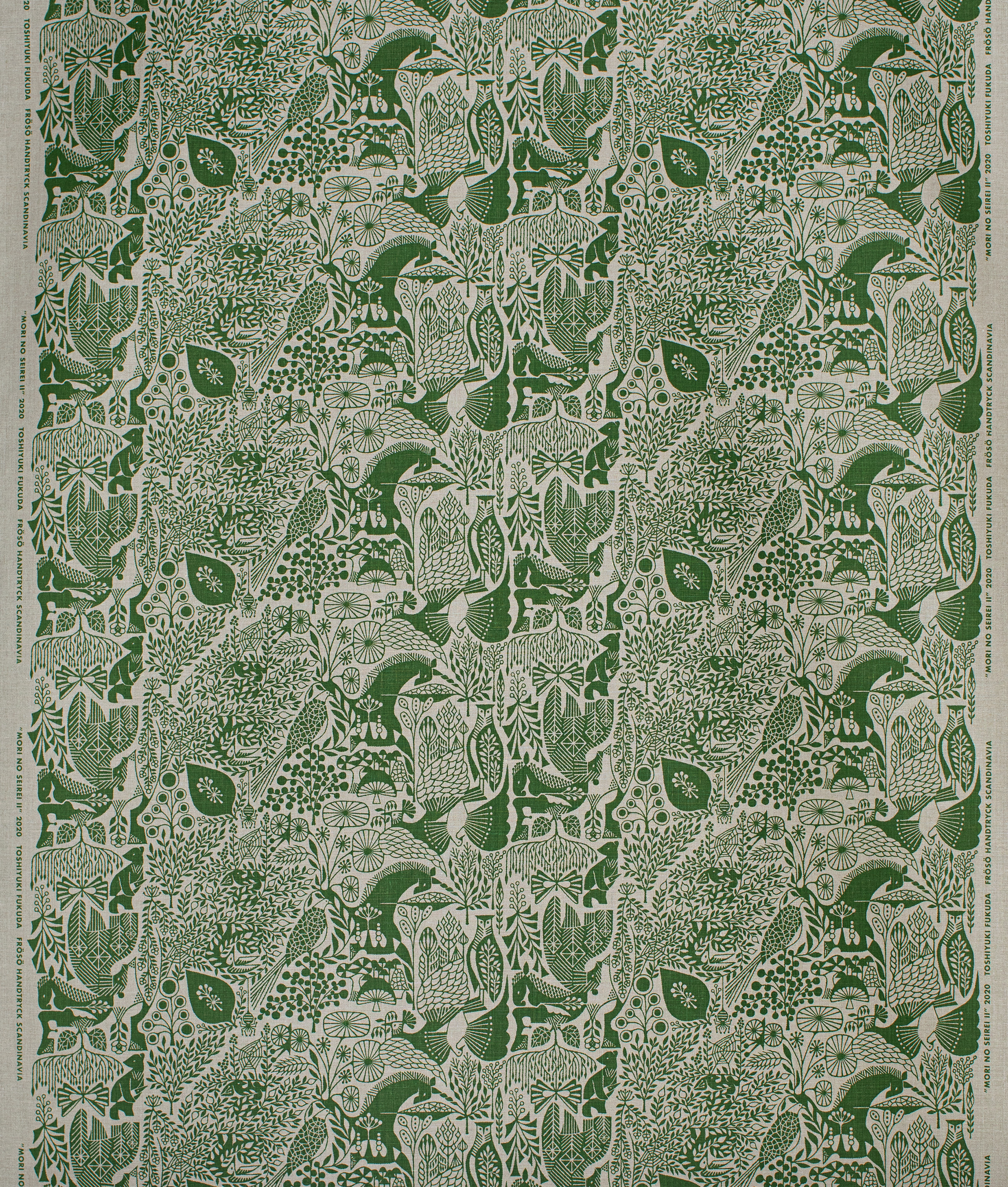 Linen fabric "MORI NO SEIREI” Green/Natural